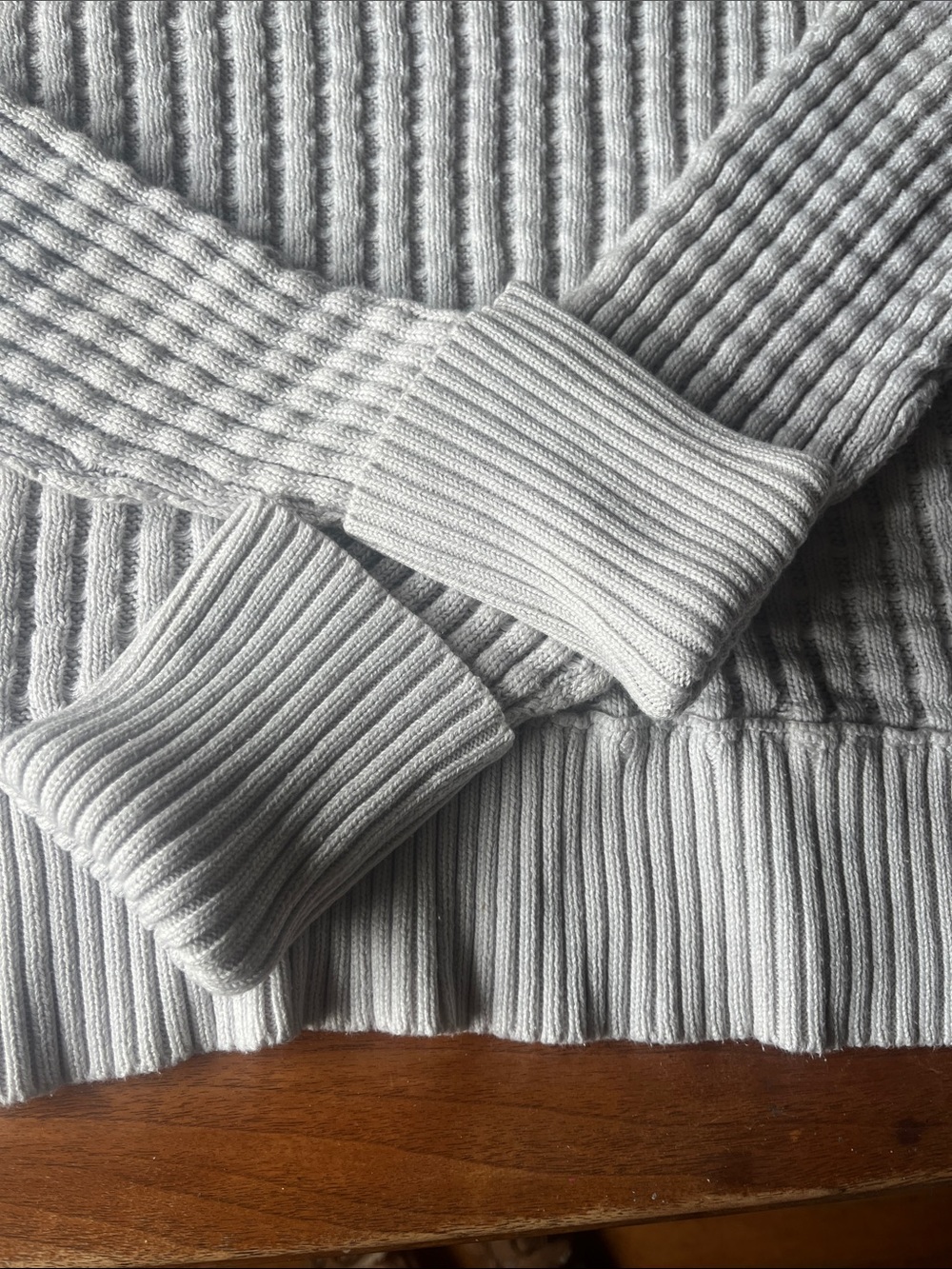 By Together Light Gray Ribbed Crew Neck Sweater -Oversized